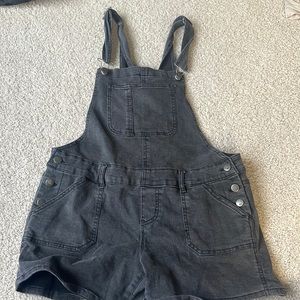 Black overall shorts
